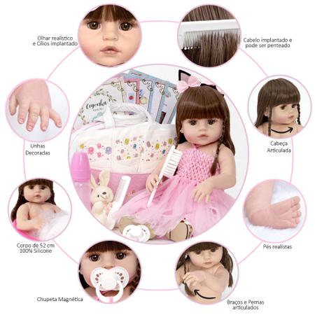 Boneca Bebê Reborn Silicone Menina Bailarina 22 Acessórios - USA