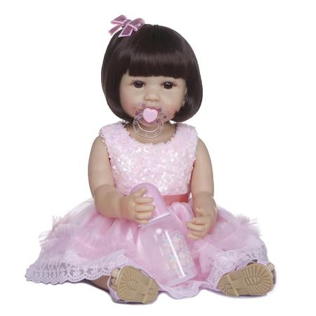 Decdeal Mini boneca bebê Reborn realista de vinil de silicone para