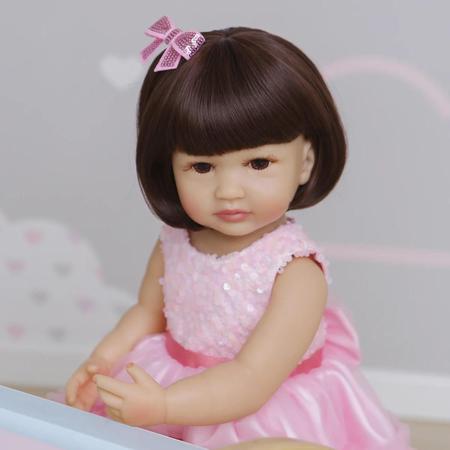 Decdeal Mini boneca bebê Reborn realista de vinil de silicone para