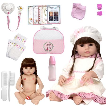 Boneca Reborn Bebê Realista Mais de 20 Itens Menina e Bolsa - ShopJJ -  Brinquedos, Bebe Reborn e Utilidades
