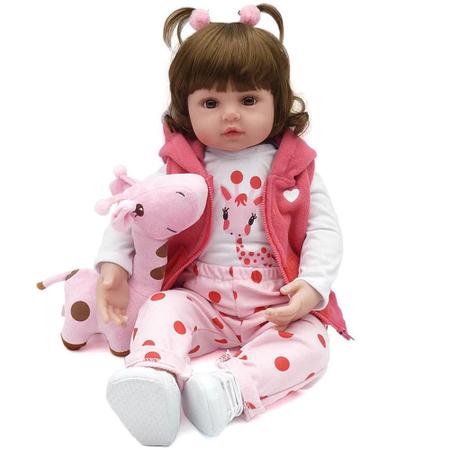 Boneca Bebê Reborn Menina Original Membros De Silicone 48 Cm