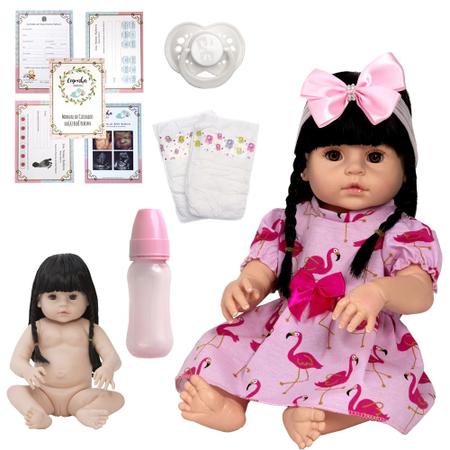 Boneca Bebê Reborn Menina Princesa Morena Grande Acessórios - Cegonha Reborn Dolls Imagem de Boneca Bebê Reborn Menina Princesa Morena Grande Acessórios