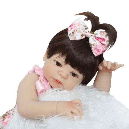 Boneca bebe reborn silicone cheio boneca do bebê brinquedo lifelike 55cm  recém-nascido menina bebês boneca