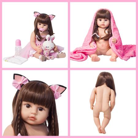 Brastoy Boneca Bebê Reborn Menina Silicone 