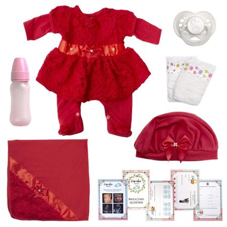 Boneca Gravida E Bebê Filhinha Morena Vestido Vermelho : :  Brinquedos e Jogos