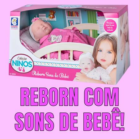 Boneca Ninos Reborn Menina - Sons de Bebê - Boneca Ninos Reborn Menina -  Sons de Bebê - COTIPLAS