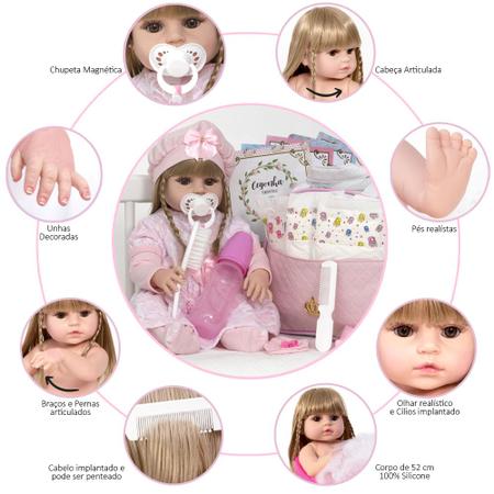 Boneca Bebê Reborn Barata Recem Nascida Banho 20 Acessórios - Cegonha Reborn  Dolls - Bonecas - Magazine Luiza