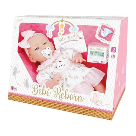 Boneca Bebê Reborn - Menina - Rosa - 39 cm - Brink Model