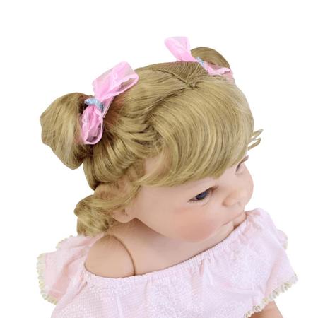 Boneca reborn bebe real lara 55cm com acessorios toda em silicone olhos  azuis