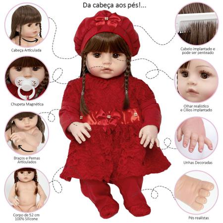 Boneca Bb bebê Reborn Reborne Menina Realista Envio Imediato Vestido De  Princesa Vermelho em Promoção na Americanas