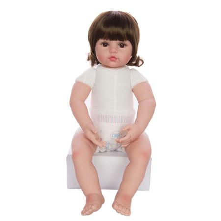 Imagem de Boneca Bebê Reborn Menina Vinil Corpo em Tecido com Acessórios - B01C