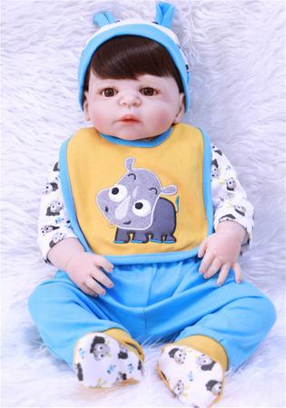 boneca bebe reborn menino corpo de silicone roupa azul com babador -  dominio imports - Boneca Reborn - Magazine Luiza