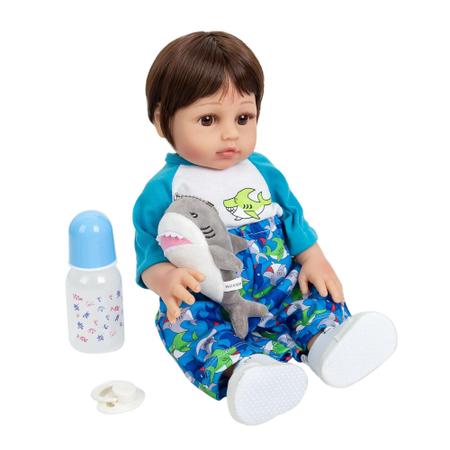 boneca bebe reborn menino corpo de silicone roupa azul com babador -  dominio imports - Boneca Reborn - Magazine Luiza