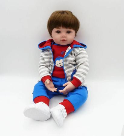 boneca bebe reborn menino corpo de silicone roupa azul com babador -  dominio imports - Boneca Reborn - Magazine Luiza