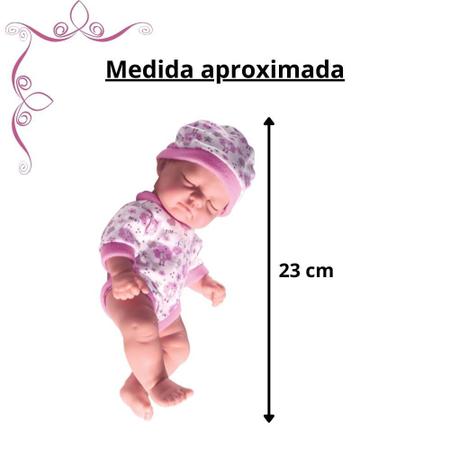 Imagem de Boneca Bebê Reborn Mini Cheirinho Amor Petit Dormindo 23 cm