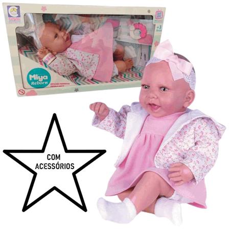 Boneca Miya Menina Bebê Reborn 45cm C/ Acessórios - Cotiplás