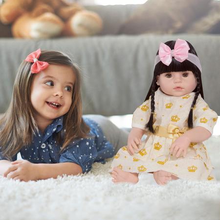 Bebê Reborn Boneca Princesa Grande com Vários Acessórios
