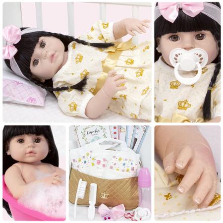 Bebê Boneca Reborn Morena 100% Silicone Pode Banho + Itens - Cegonha Reborn  Dolls - Boneca Reborn - Magazine Luiza