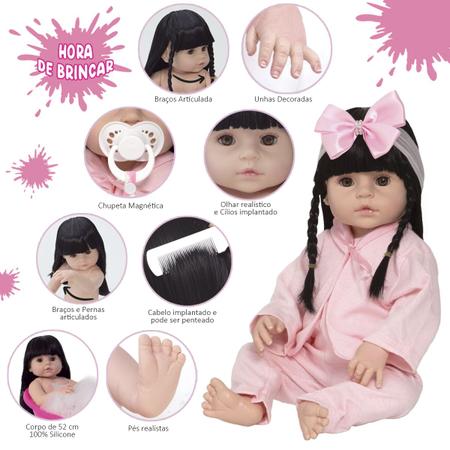 boneca bebe reborn morena 48cm full silicone - dominio imports - Boneca  Reborn - Magazine Luiza