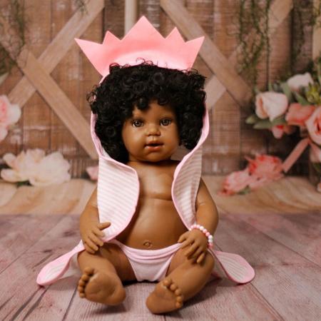 Imagem de Boneca Bebê Reborn Negra Silicone Realista Kit Acessórios Enxoval Reborne Reborn Brinquedo Menina Original Siliconado Realista Senta Baby Reborn Bb  