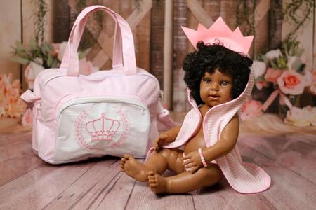 Boneca Bebê Reborn Negra Realista Vinil com Acessórios 45cm :  : Brinquedos e Jogos