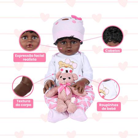 Bebe Reborn Negra Realista Linda Vinil Silicone no Shoptime