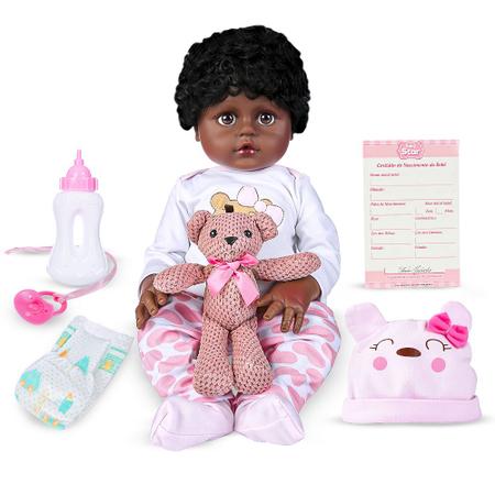 Bebe Reborn Negra Realista Linda Vinil Silicone no Shoptime