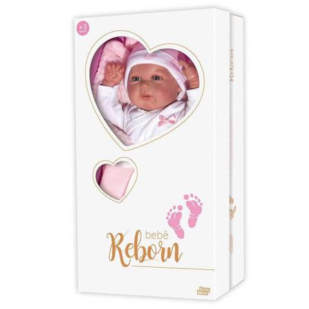 Bebê Reborn Olho Aberto, Baby Brink, Rosa