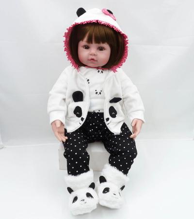 Imagem de boneca bebe reborn panda corpinho de pano super macio
