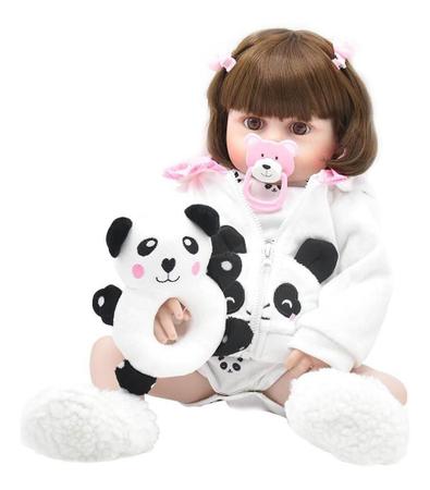 Boneca Bebê Reborn Panda Realista Brastoy Silicone Conjunto de Roupa  Chupeta Mamadeira e Pelúcia - Bonecas - Magazine Luiza