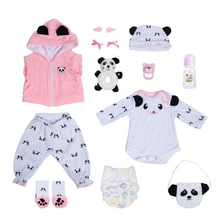 Boneca Bebê Reborn Panda Realista Brastoy Silicone Conjunto de Roupa  Chupeta Mamadeira e Pelúcia - Bonecas - Magazine Luiza