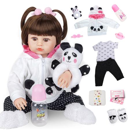 Boneca Bebê Reborn Panda Realista Brastoy Silicone Conjunto de Roupa  Chupeta Mamadeira e Pelúcia - Bonecas - Magazine Luiza