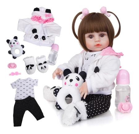 KEIUMI Conjunto Roupinha Roupa Acessório De Para Boneca Bebê Reborn Menina  48cm Panda Pandinha Calça Body