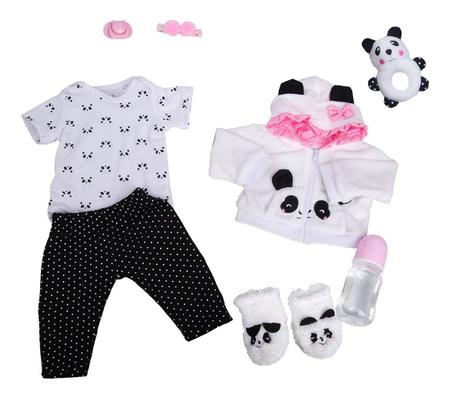 48cm Bebê Boneca Reborn 100% Silicone Panda Olho Castanho Pode Tomar Banho  - S F Inforcell