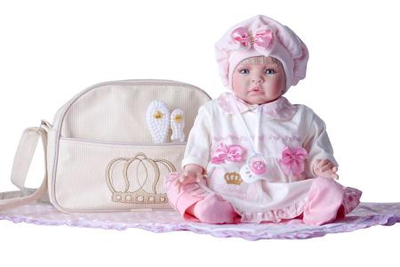 Boneca Bebê Reborn Princesa Larinha Loira Roupa Creme 53cm - USA Magazine