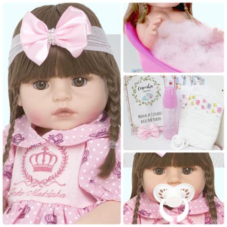 Boneca Bebe Reborn de Silicone Menina Realista Acessórios - Chic