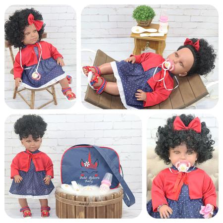 Boneca Bebê Reborn Princesa Morena Roupa Rosa 53cm - ShopJJ - Brinquedos, Bebe  Reborn e Utilidades