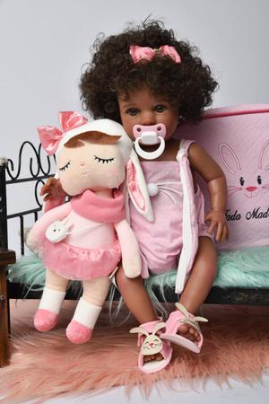 Bebê Reborn Boneca Princesa Corpo de Silicone Negra - Escorrega o Preço