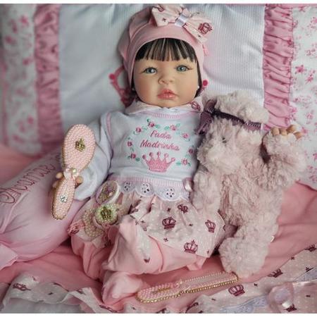 Boneca Bebê Reborn Real Brinquedo Menina Surpresa Rosa - Chic