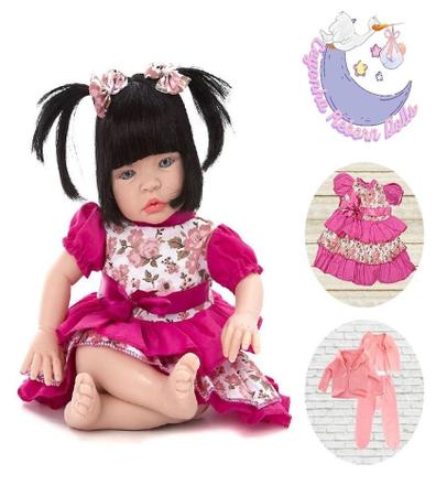 Boneca Bebê Reborn Real Princesa Newborn c Bolsa Maternidade