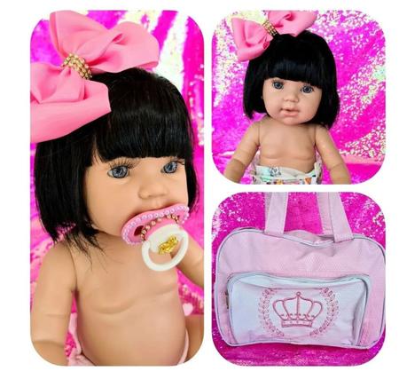 Imagem de Boneca Bebê Reborn Realista 22 Itens Menina Morena Silicone Brinquedo Menina Siliconado Original Boneca Bebe Bb Reborn Rebornei Original Lol Baby OMG