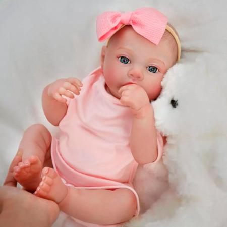 Imagem de Boneca Bebê Reborn Realista Brastoy Silicone Conjunto de Roupa Chupeta Mamadeira e Pelúcia Original Completo