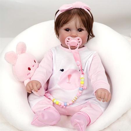 Boneca Bebê Reborn Gatinha Realista Brastoy Silicone Conjunto de Roupa  Chupeta Mamadeira e Pelúcia - Escorrega o Preço