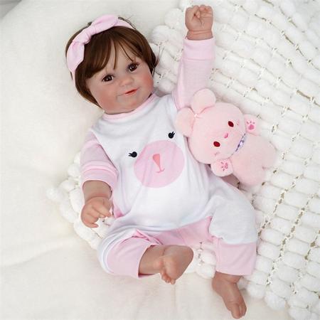 Boneca Bebê Reborn Gatinha Realista Brastoy Silicone Conjunto de Roupa  Chupeta Mamadeira e Pelúcia - Escorrega o Preço