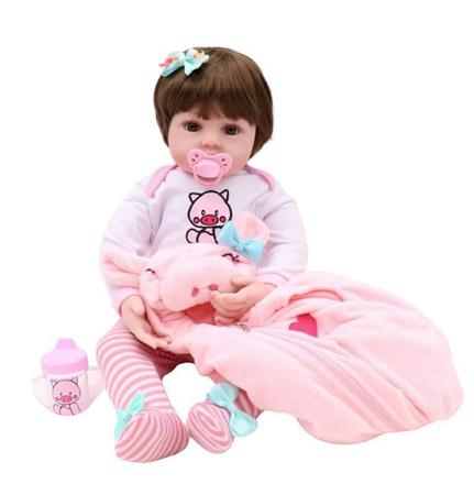 Boneca Bebê / Baby Reborn Realista Macia em Silicone Dormindo  Anatomicamente Correto NPK 48cm