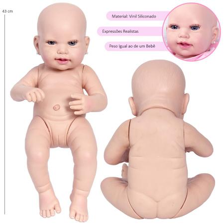 Boneca Bebê Reborn Silicone Realista Recem Nascido 18 Itens