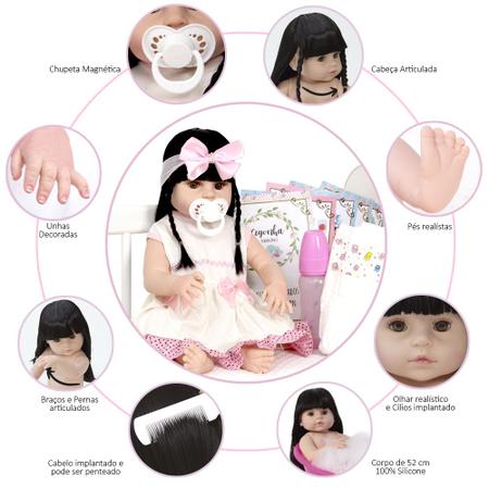 Boneca Reborn Realista Fio a Fio Corpo de Vinil Siliconado - Cegonha Reborn  Dolls - Boneca Reborn - Magazine Luiza