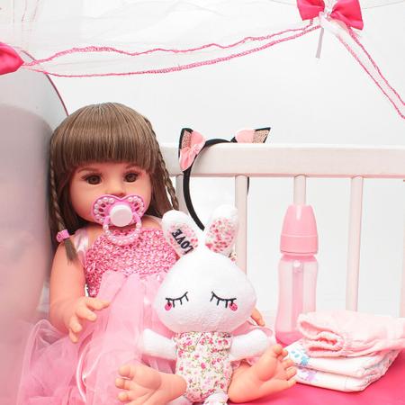 Boneca Bebê Reborn Real Brinquedo Menina Surpresa Rosa - Chic