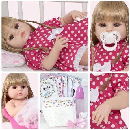 Bebe Reborn Boneca Menina Silicone Realista Com Enxoval - ShopJJ - Bonecas  - Magazine Luiza