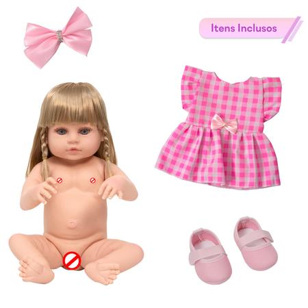 Boneca Bebe Reborn Realista Menina Loira Barbie Pode Banho em